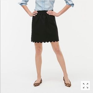 J Crew | Scalloped linen-cotton skirt in black Sz 10
